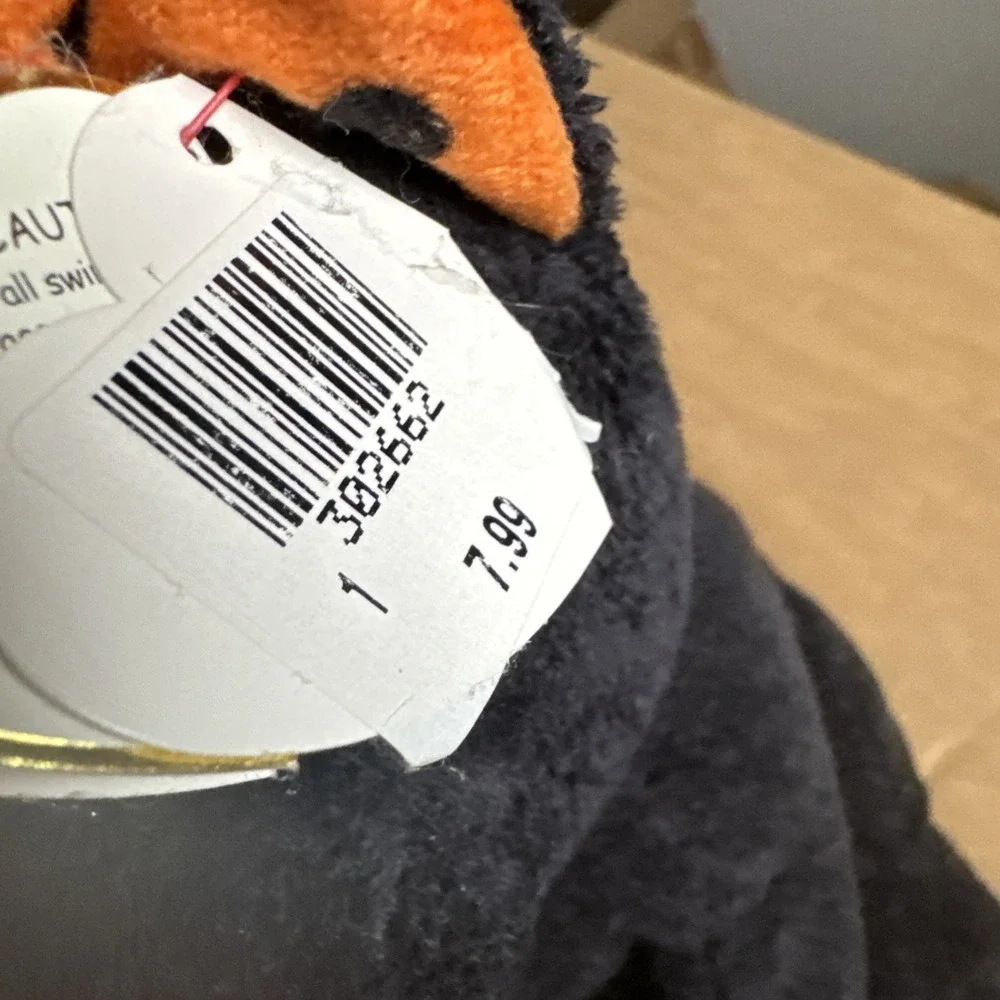 2008‎ Ty Pluffies TRICKERY the Black & Orange Halloween Cat Kitten Plush Tylux